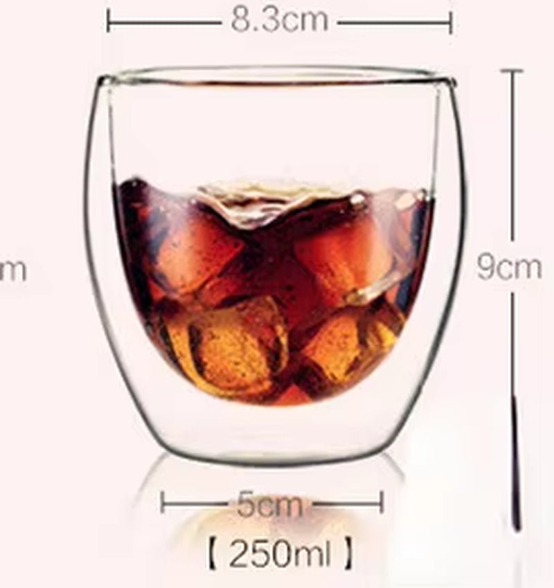 6Pcs Heat - Resistant Double Wall Glass Cup Beer Espresso Coffee Cup Set Handmade Beer Mug Tea Glass Whiskey Glass Cups Drinkware - Bavaro Shop