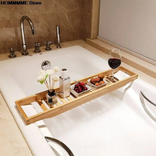 1PC Bamboo Extension Antiskid Bathroom Multi Function Bathtub Shelf Toilet Spa Bath Shelf Bathtub Tray Bathtub Accessories - Bavaro Shop