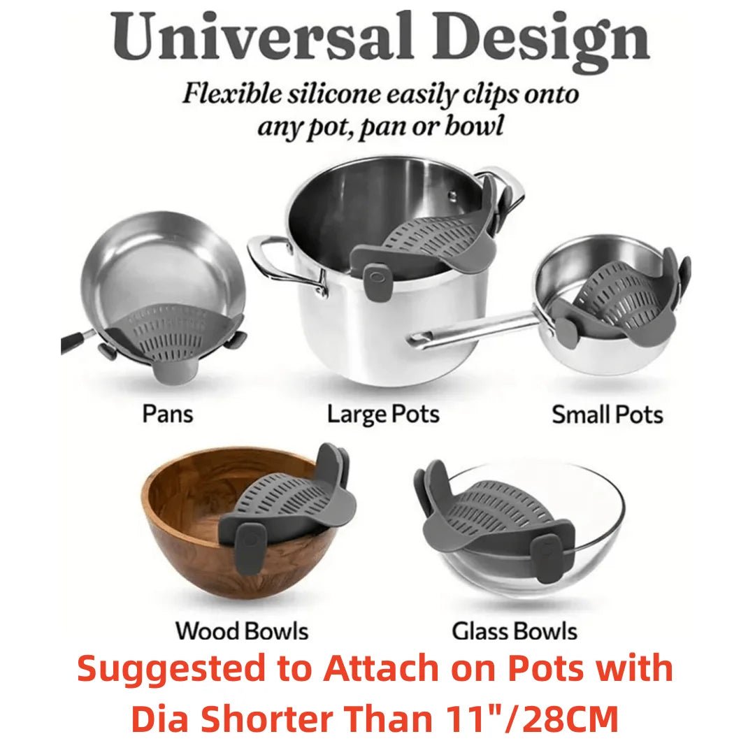 1Pc, Strainer, Pot Strainer, Adjustable Clip on Strainer for Pots Pans and Bowls, Kitchen Pot Strainer - Bavaro Shop