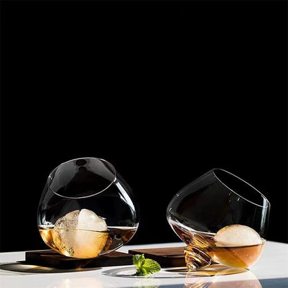 250Ml/400Ml Rolling Decanter Whiskey Glass Vintage Brandy Cocktail Beer Tumbler Glass Bar Drinkware Glass Coffe Wine Mug Cup - Bavaro Shop