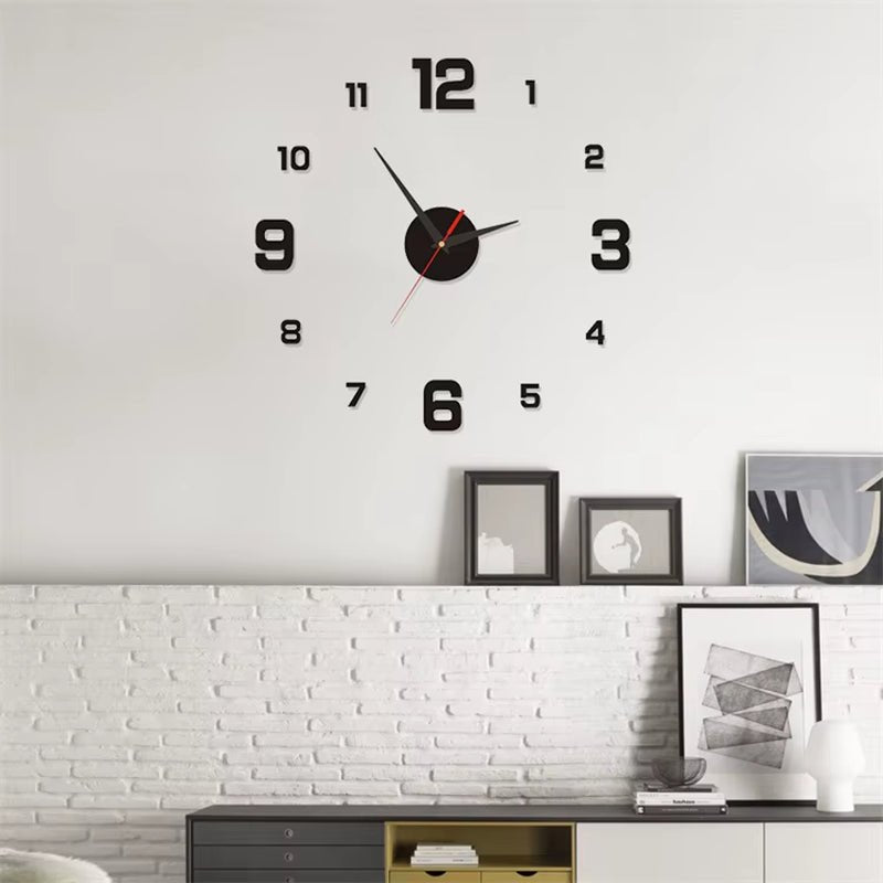 3D Creative Frameless DIY Wall Hanging Clock Wall Stickers Home Mute Digital Clock Living Room Office Wall Decoration - Bavaro Shop