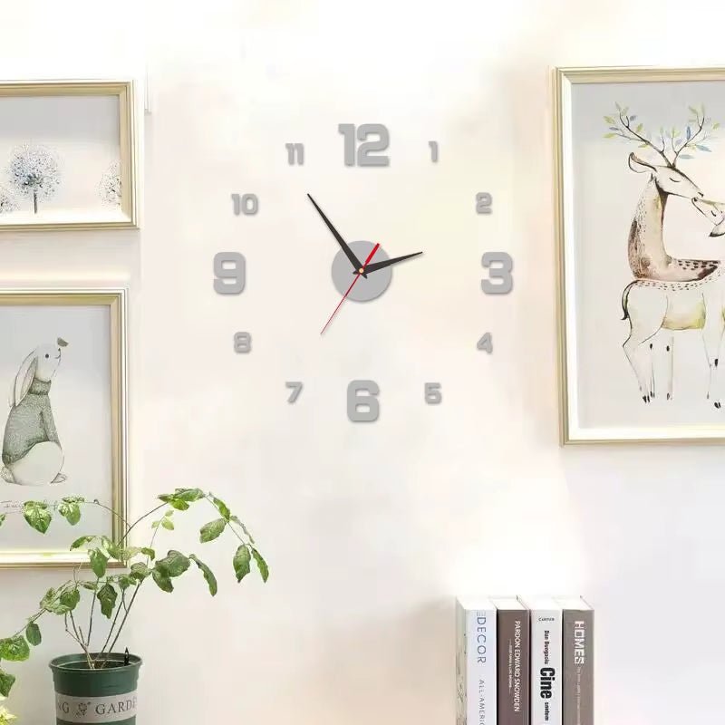 3D Creative Frameless DIY Wall Hanging Clock Wall Stickers Home Mute Digital Clock Living Room Office Wall Decoration - Bavaro Shop