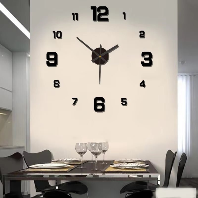 3D Creative Frameless DIY Wall Hanging Clock Wall Stickers Home Mute Digital Clock Living Room Office Wall Decoration - Bavaro Shop