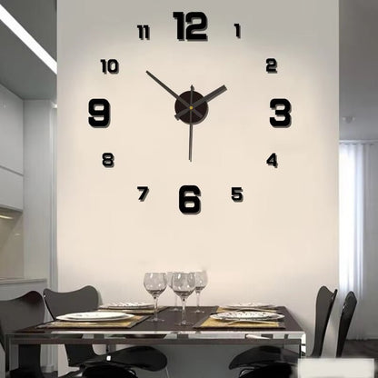 3D Creative Frameless DIY Wall Hanging Clock Wall Stickers Home Mute Digital Clock Living Room Office Wall Decoration - Bavaro Shop