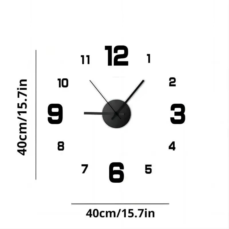 3D Creative Frameless DIY Wall Hanging Clock Wall Stickers Home Mute Digital Clock Living Room Office Wall Decoration - Bavaro Shop