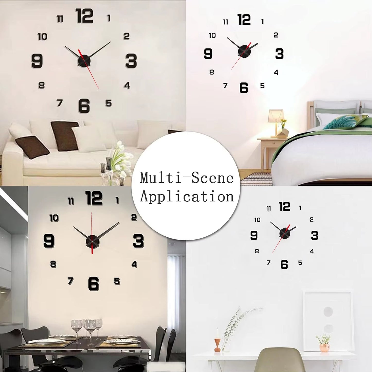 3D Creative Frameless DIY Wall Hanging Clock Wall Stickers Home Mute Digital Clock Living Room Office Wall Decoration - Bavaro Shop