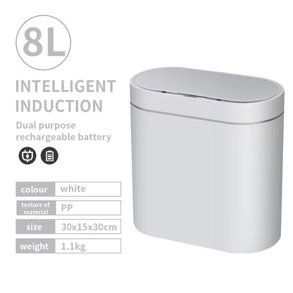 7L Trash Can Smart Sensor Trash Can Automatic Household Electronic Kitchen Trash Bin Toilet Waterproof Narrow Seam Sensor Bin - Bavaro Shop