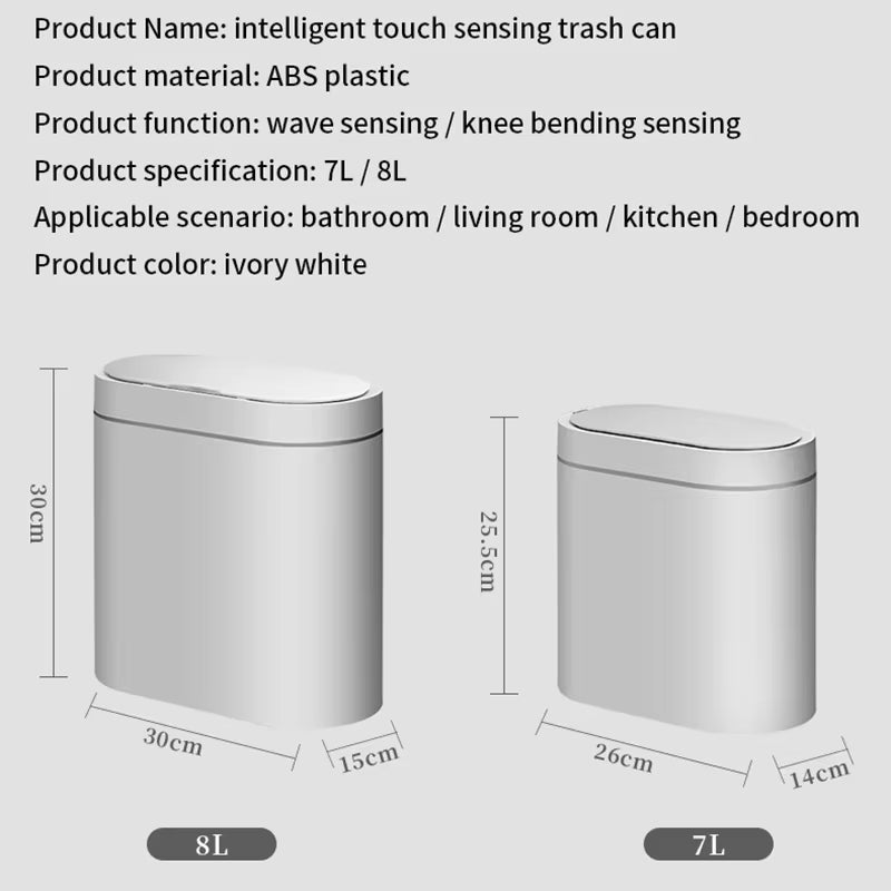 7L Trash Can Smart Sensor Trash Can Automatic Household Electronic Kitchen Trash Bin Toilet Waterproof Narrow Seam Sensor Bin - Bavaro Shop