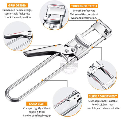 Adjustable Jar Opener Can Opener Stainless Steel Non - Slip Bottle Lid Opener Manual Jar Bottle Bottle Lid Opener Kitchen Gadget - Bavaro Shop