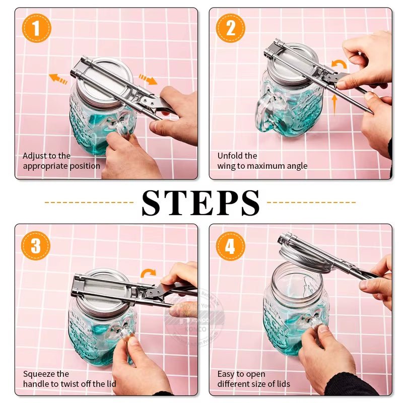 Adjustable Jar Opener Can Opener Stainless Steel Non - Slip Bottle Lid Opener Manual Jar Bottle Bottle Lid Opener Kitchen Gadget - Bavaro Shop