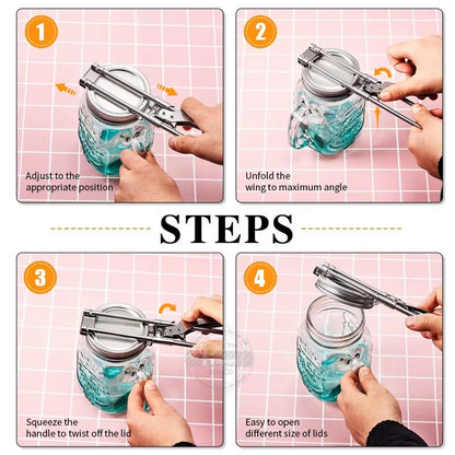Adjustable Jar Opener Can Opener Stainless Steel Non - Slip Bottle Lid Opener Manual Jar Bottle Bottle Lid Opener Kitchen Gadget - Bavaro Shop