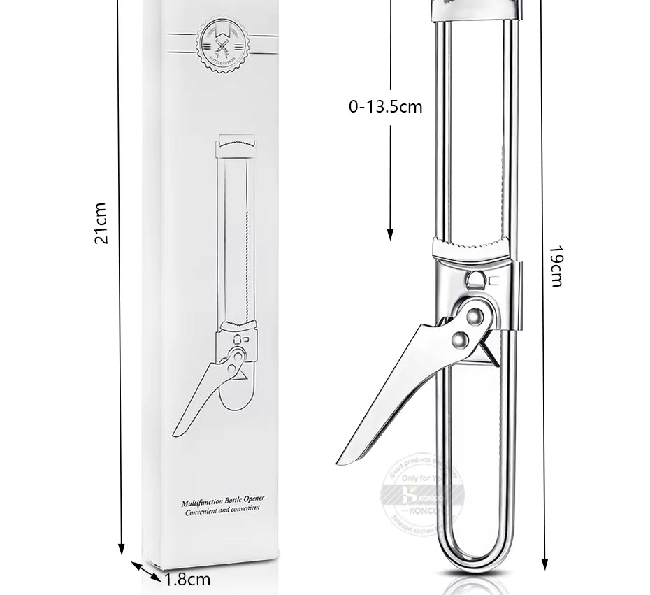 Adjustable Jar Opener Can Opener Stainless Steel Non - Slip Bottle Lid Opener Manual Jar Bottle Bottle Lid Opener Kitchen Gadget - Bavaro Shop