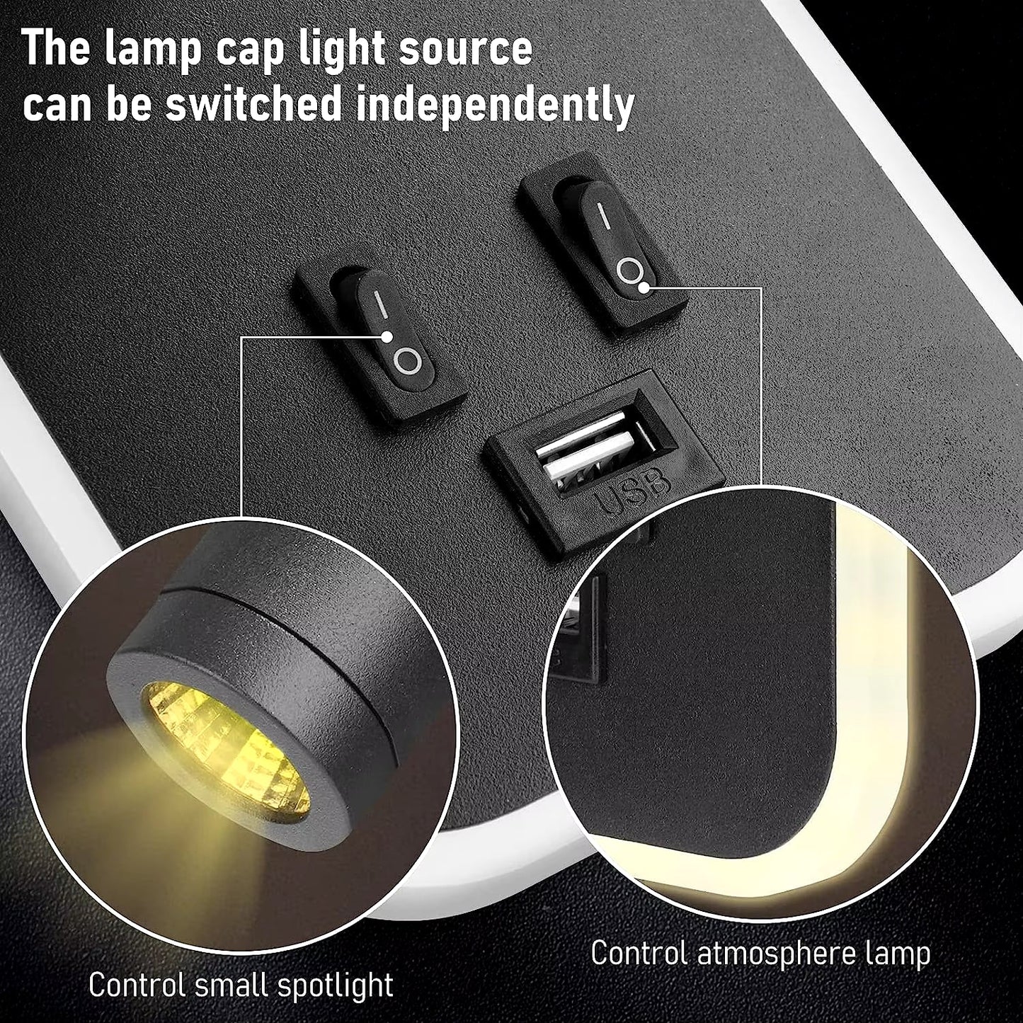 Bedside Wall Lamp, LED Wall Light, Wall Mounted Reading Light with Switch and USB Port, Rotatable Wall Sconce Wall Spotlight - Bavaro Shop