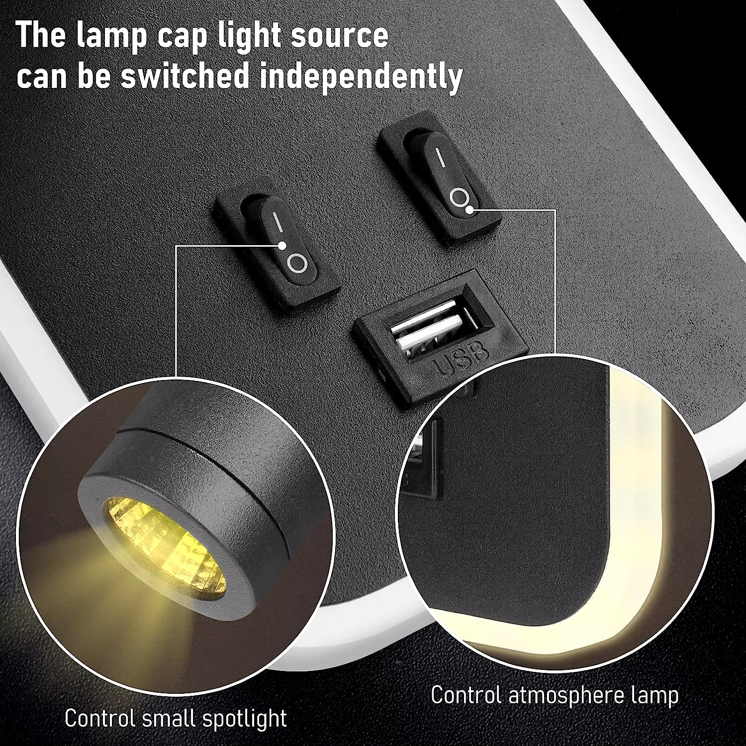 Bedside Wall Lamp, LED Wall Light, Wall Mounted Reading Light with Switch and USB Port, Rotatable Wall Sconce Wall Spotlight - Bavaro Shop