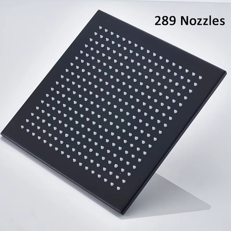 Black LED Changes 16" Rainfall Shower Head Solid Brass RGB LED Light Shower Head Large Rain Shower Tap Bathroom Shower Faucet - Bavaro Shop