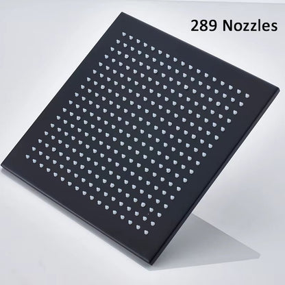 Black LED Changes 16" Rainfall Shower Head Solid Brass RGB LED Light Shower Head Large Rain Shower Tap Bathroom Shower Faucet - Bavaro Shop