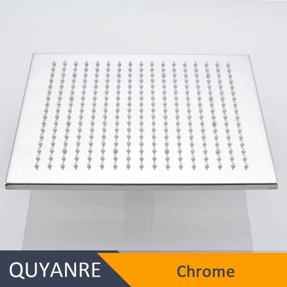 Black LED Changes 16" Rainfall Shower Head Solid Brass RGB LED Light Shower Head Large Rain Shower Tap Bathroom Shower Faucet - Bavaro Shop