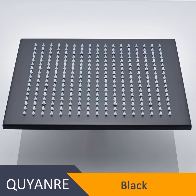 Black LED Changes 16" Rainfall Shower Head Solid Brass RGB LED Light Shower Head Large Rain Shower Tap Bathroom Shower Faucet - Bavaro Shop