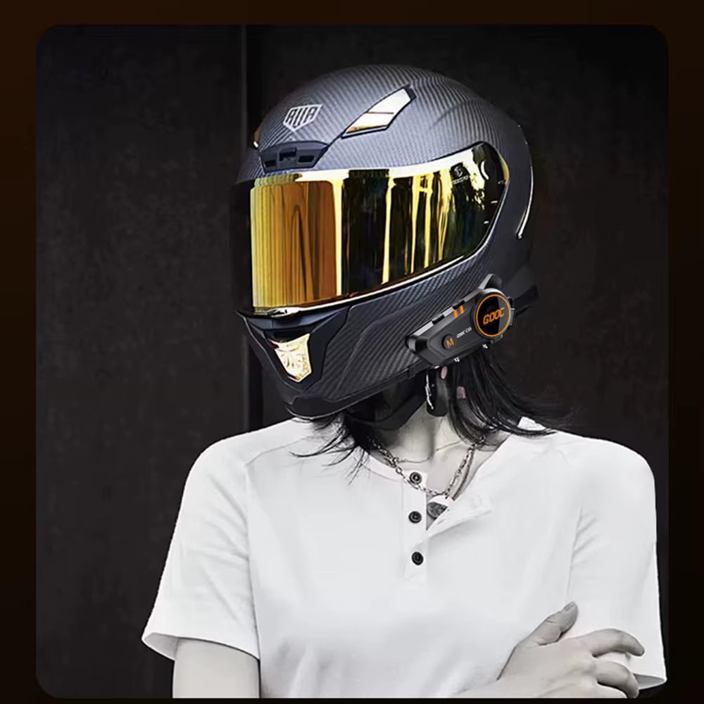 Bluetooth 5.3 Waterproof Motorcycle Helmet Intercom Headset with 300M Communication Range - Bavaro Shop