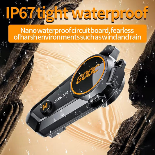 Bluetooth 5.3 Waterproof Motorcycle Helmet Intercom Headset with 300M Communication Range - Bavaro Shop