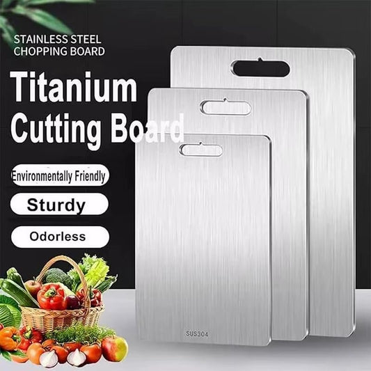 Camping Cutting Board Double - Sided Titanium Kitchen Chopping Board Kitchen Stainless Steel Cutting Board for Kitchen, Heavy Duty - Bavaro Shop