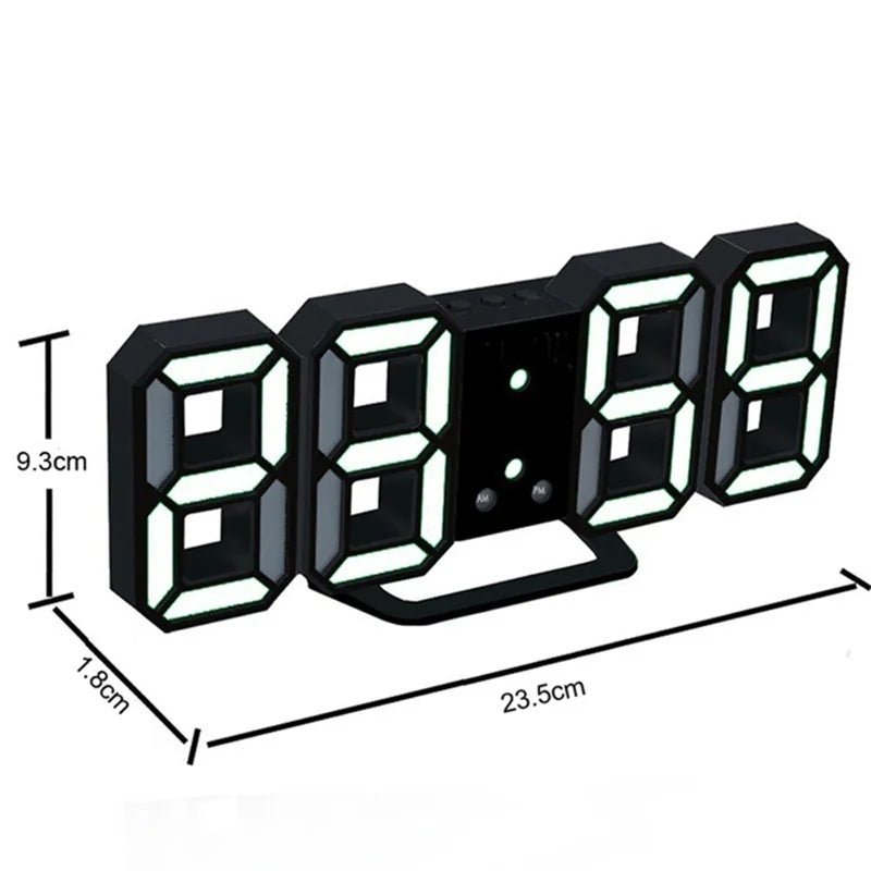Digital Wall Clock 3D LED Date Time Celsius Nightlight Display Table Desktop Clocks Alarm Clock for Living Room Home Decoration - Bavaro Shop