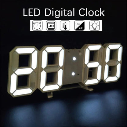 Digital Wall Clock 3D LED Date Time Celsius Nightlight Display Table Desktop Clocks Alarm Clock for Living Room Home Decoration - Bavaro Shop