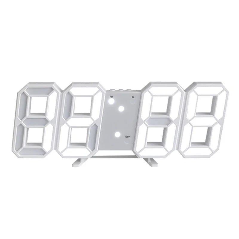Digital Wall Clock 3D LED Date Time Celsius Nightlight Display Table Desktop Clocks Alarm Clock for Living Room Home Decoration - Bavaro Shop