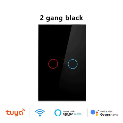 EU/US Smart Switch Alexa RF433 No Neutral Tuya Control Works with Google 1/2/3 Gang Smart Life Home Light Wifi Touch Switches - Bavaro Shop