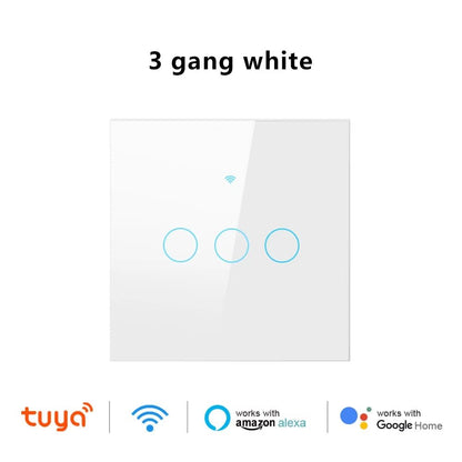 EU/US Smart Switch Alexa RF433 No Neutral Tuya Control Works with Google 1/2/3 Gang Smart Life Home Light Wifi Touch Switches - Bavaro Shop