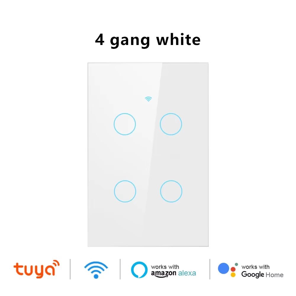 EU/US Smart Switch Alexa RF433 No Neutral Tuya Control Works with Google 1/2/3 Gang Smart Life Home Light Wifi Touch Switches - Bavaro Shop