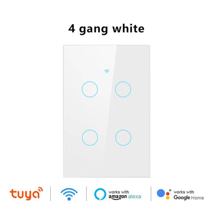 EU/US Smart Switch Alexa RF433 No Neutral Tuya Control Works with Google 1/2/3 Gang Smart Life Home Light Wifi Touch Switches - Bavaro Shop