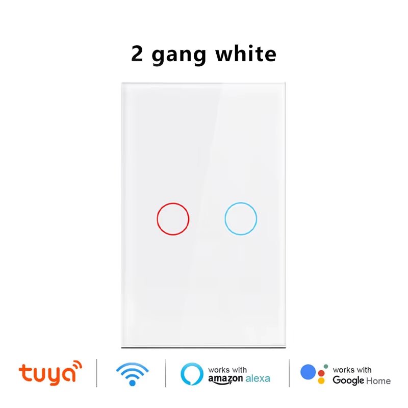 EU/US Smart Switch Alexa RF433 No Neutral Tuya Control Works with Google 1/2/3 Gang Smart Life Home Light Wifi Touch Switches - Bavaro Shop