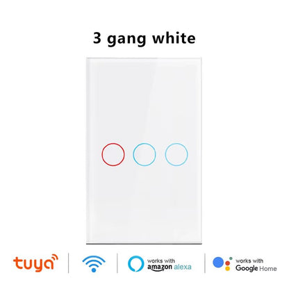 EU/US Smart Switch Alexa RF433 No Neutral Tuya Control Works with Google 1/2/3 Gang Smart Life Home Light Wifi Touch Switches - Bavaro Shop