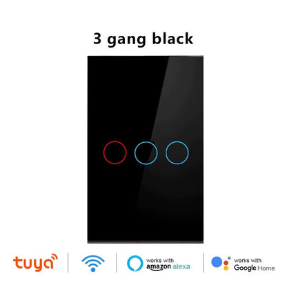 EU/US Smart Switch Alexa RF433 No Neutral Tuya Control Works with Google 1/2/3 Gang Smart Life Home Light Wifi Touch Switches - Bavaro Shop
