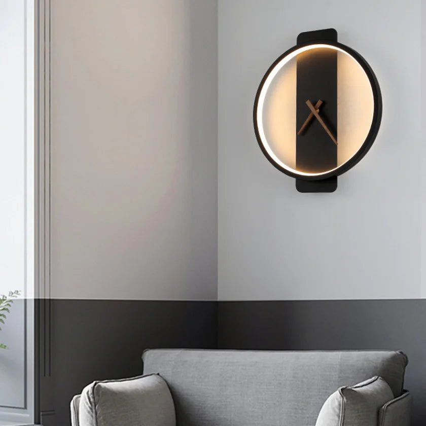 Modern Led Clock Wall Lamp Fixtures for Living Room Restaurant Bedroom Hotel Sconce Lights Decoration Nordic Lighting Indoor - Bavaro Shop