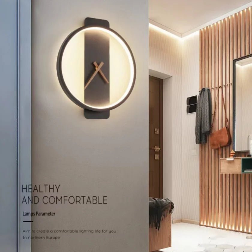 Modern Led Clock Wall Lamp Fixtures for Living Room Restaurant Bedroom Hotel Sconce Lights Decoration Nordic Lighting Indoor - Bavaro Shop