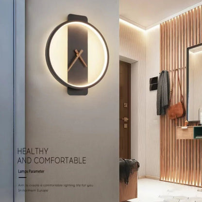 Modern Led Clock Wall Lamp Fixtures for Living Room Restaurant Bedroom Hotel Sconce Lights Decoration Nordic Lighting Indoor - Bavaro Shop