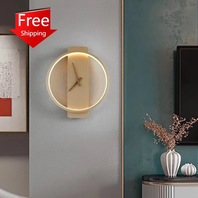 Modern Led Clock Wall Lamp Fixtures for Living Room Restaurant Bedroom Hotel Sconce Lights Decoration Nordic Lighting Indoor - Bavaro Shop