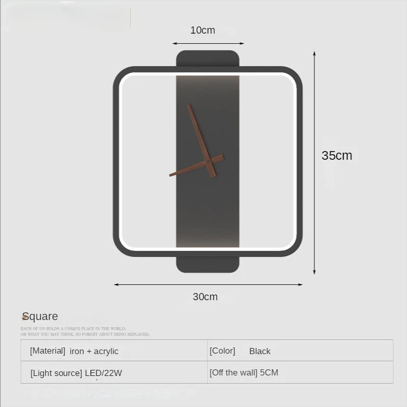 Modern Led Clock Wall Lamp Fixtures for Living Room Restaurant Bedroom Hotel Sconce Lights Decoration Nordic Lighting Indoor - Bavaro Shop