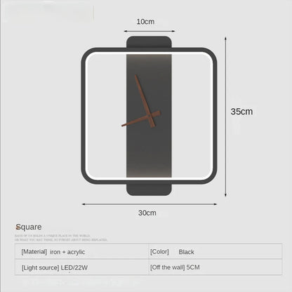 Modern Led Clock Wall Lamp Fixtures for Living Room Restaurant Bedroom Hotel Sconce Lights Decoration Nordic Lighting Indoor - Bavaro Shop