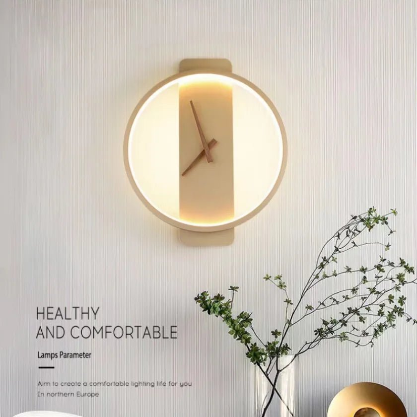 Modern Led Clock Wall Lamp Fixtures for Living Room Restaurant Bedroom Hotel Sconce Lights Decoration Nordic Lighting Indoor - Bavaro Shop