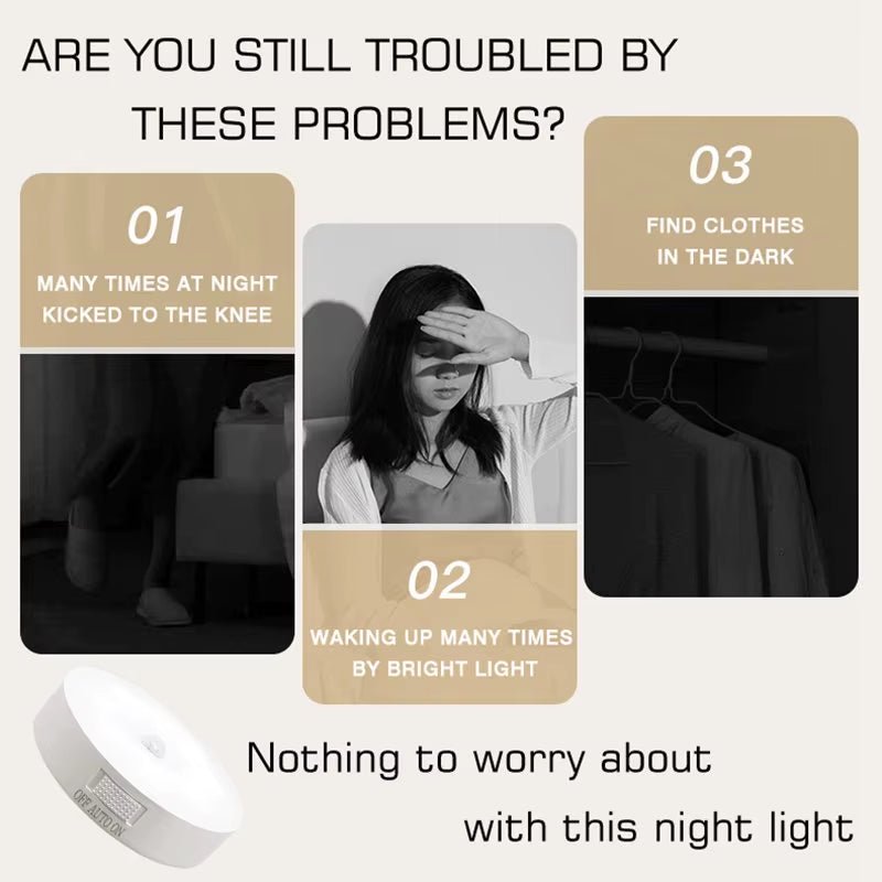 Motion Sensor Light Bedroom Night Light Room Decor USB LED Lamp Rechargeable Home Decoration Lights for Stairs Hallway Closet - Bavaro Shop