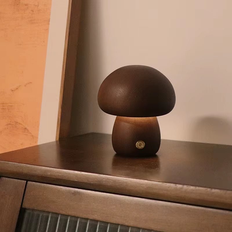 Mushroom LED Night Light Wooden Bedside Table Lamp with Touch Switch Room Decoration High - Level Environmental Mushroom Lamp - Bavaro Shop