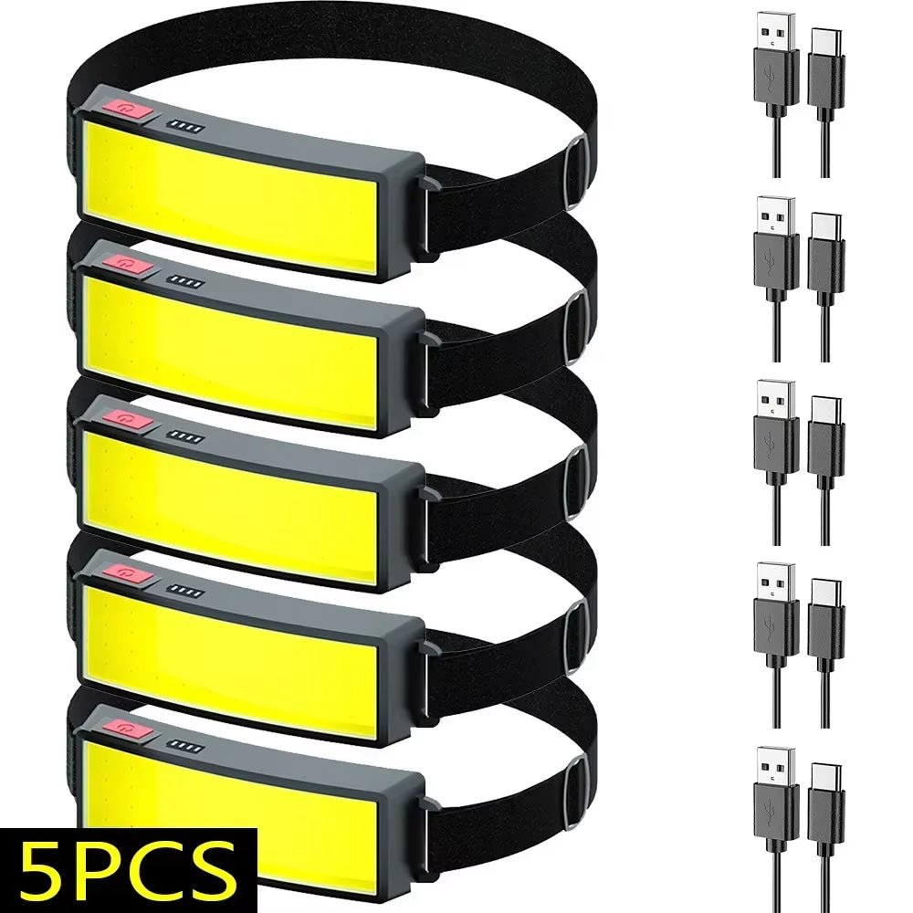 New Trend Cob Headlights Outdoor Household Portable LED Headlight with Built - In 1200Mah Battery USB Rechargeable Head Lamp - Bavaro Shop