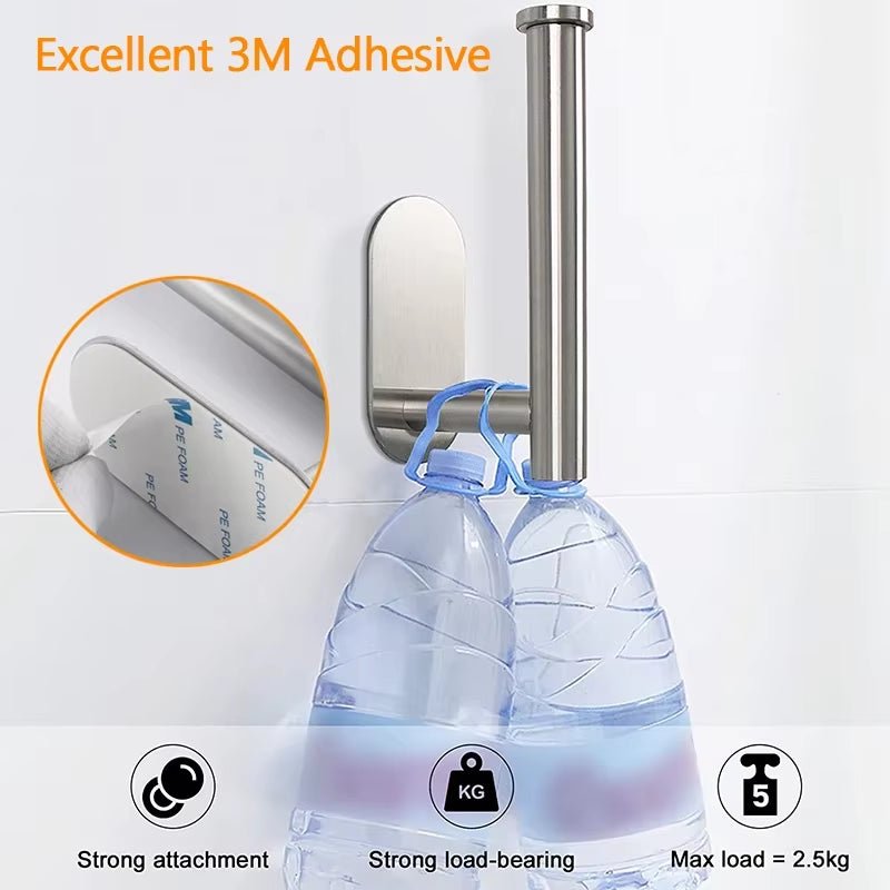 No Drilling Toilet Paper Holder SUS304 Stainless Steel Self Adhesive Wall Mount Tissue Towel Roll Dispenser for Bathroom Kitchen - Bavaro Shop