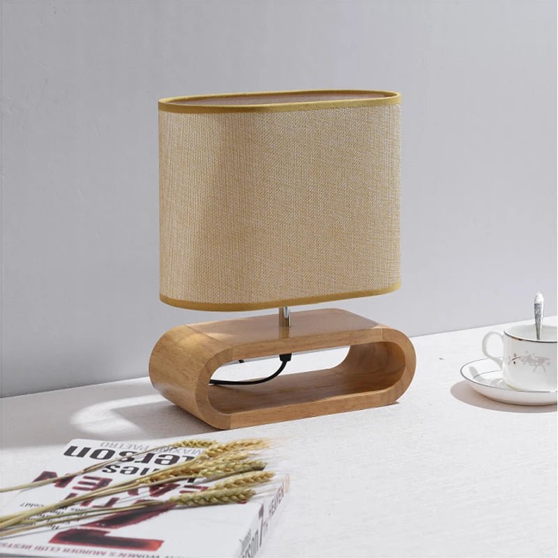 Nordic Wooden Table Lamp Creative Modern Bedroom Bedside LED Light Living Room Hotel Japanese Study Table Lamp Linen Lampshade - Bavaro Shop