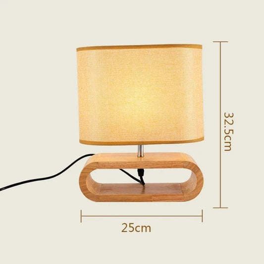 Nordic Wooden Table Lamp Creative Modern Bedroom Bedside LED Light Living Room Hotel Japanese Study Table Lamp Linen Lampshade - Bavaro Shop