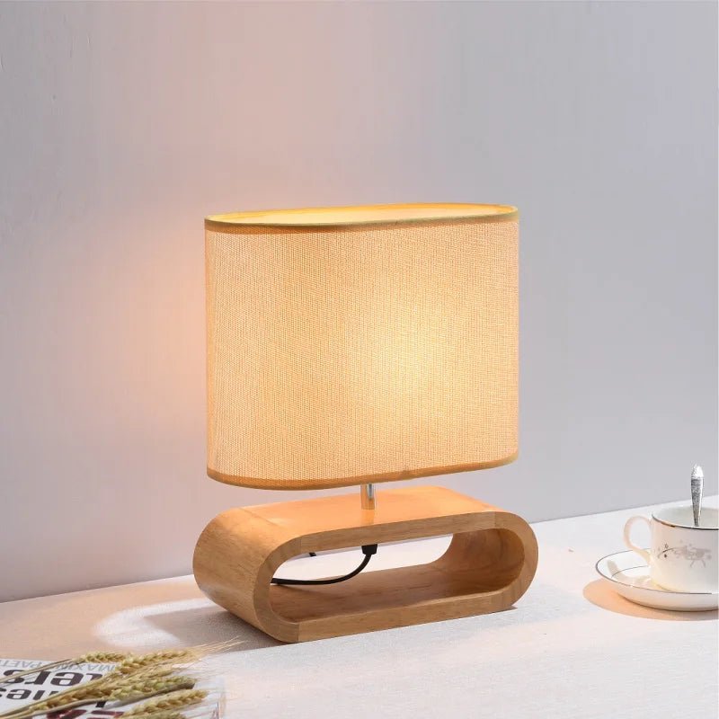 Nordic Wooden Table Lamp Creative Modern Bedroom Bedside LED Light Living Room Hotel Japanese Study Table Lamp Linen Lampshade - Bavaro Shop