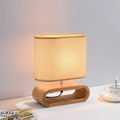 Nordic Wooden Table Lamp Creative Modern Bedroom Bedside LED Light Living Room Hotel Japanese Study Table Lamp Linen Lampshade - Bavaro Shop